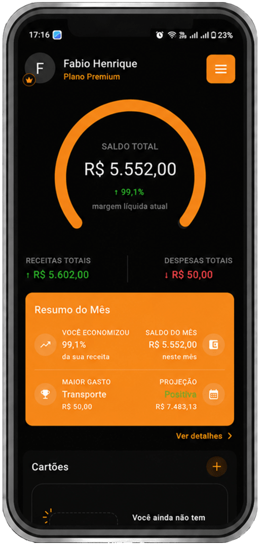 Tela principal do CardHub